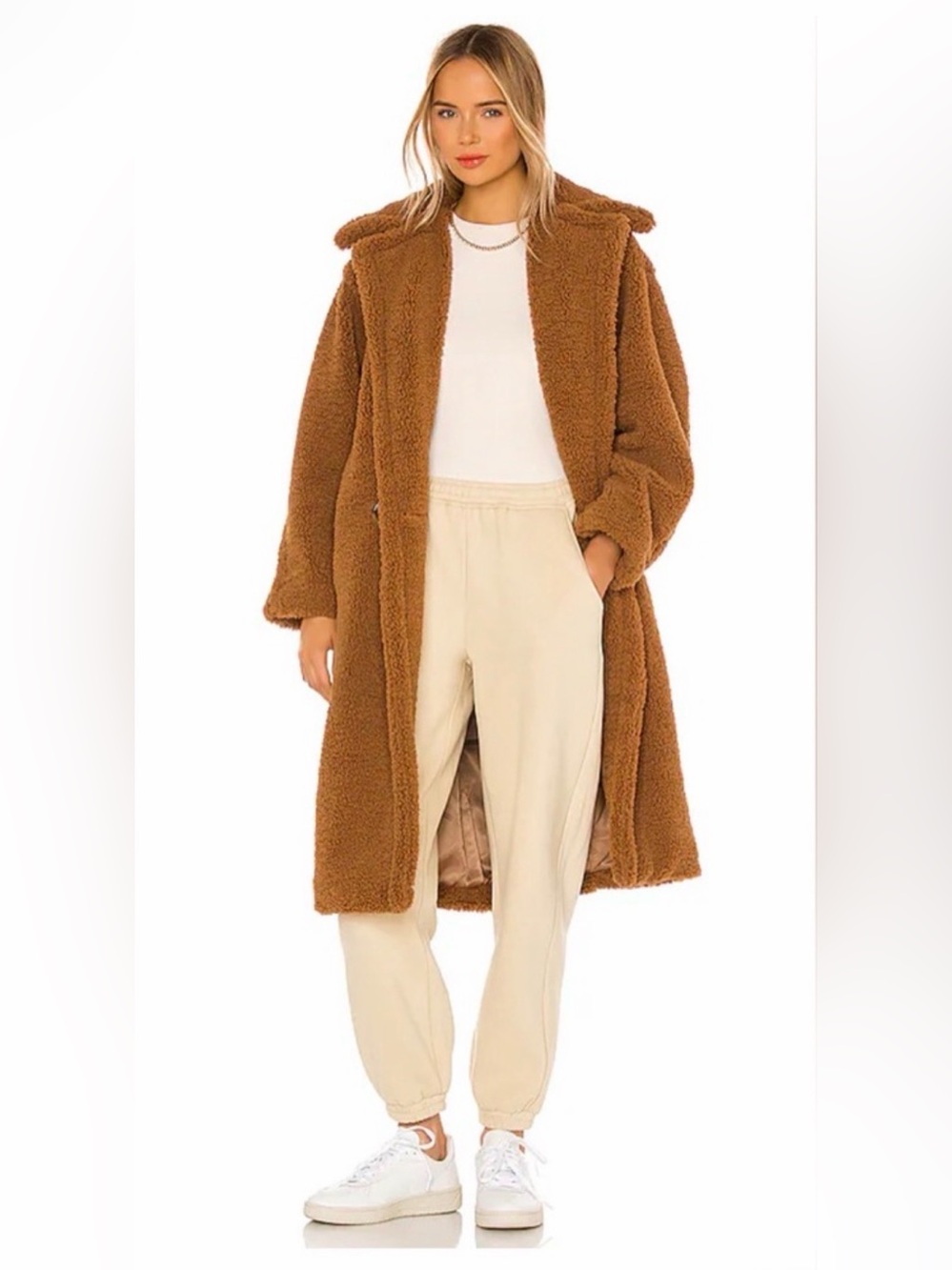 APPARIS Daryna Camel Teddy Coat, Size Medium